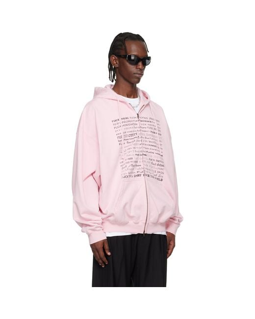 Vetements Pink Fuck Everything Zip-Up Hoodie for men
