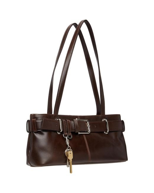 OSOI Brown Shoulder Brocle Mini Bag