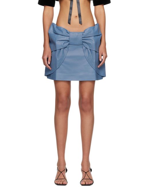 FIDAN NOVRUZOVA Blue Merada Leather Miniskirt