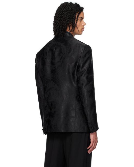Veston noir à motif graphique en tissu jacquard Versace pour homme en coloris Black