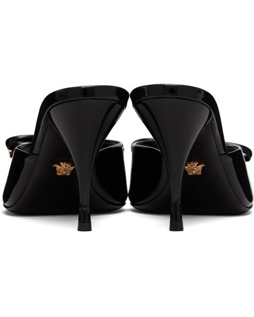 Versace Black Opera Bow Patent Mule Heeled Sandals