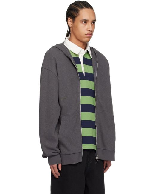 Palmes Blue Waffle Zip Hoodie for men
