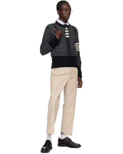 Thom Browne Black Navy 4-bar Sweater for men