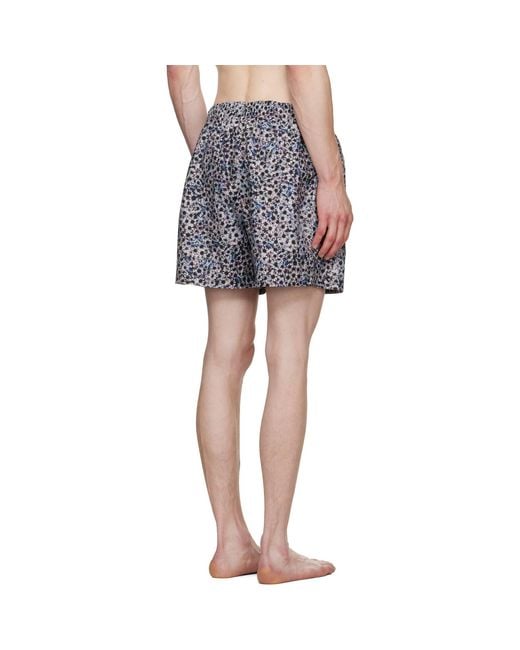 Dries Van Noten Blue Printed Swim Shorts for men