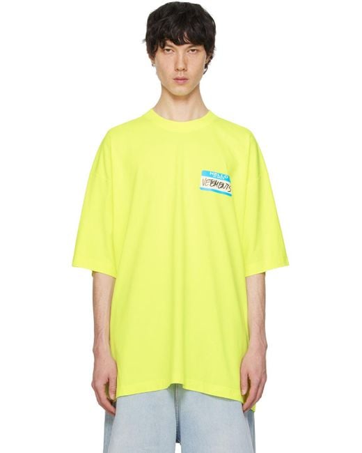 Vetements Yellow 'my Name Is ' T-shirt for men