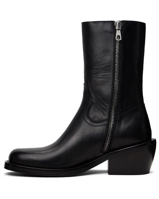 Dries Van Noten Black Leather Boots for men