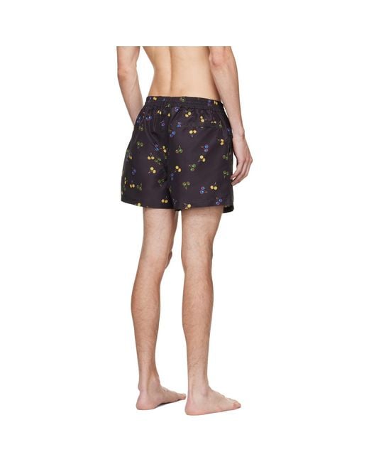 Paul Smith Black 'Cherries' Swim Shorts for men