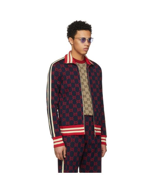 Gucci GG Jacquard Cotton Jacket in Blue for Men | Lyst Canada