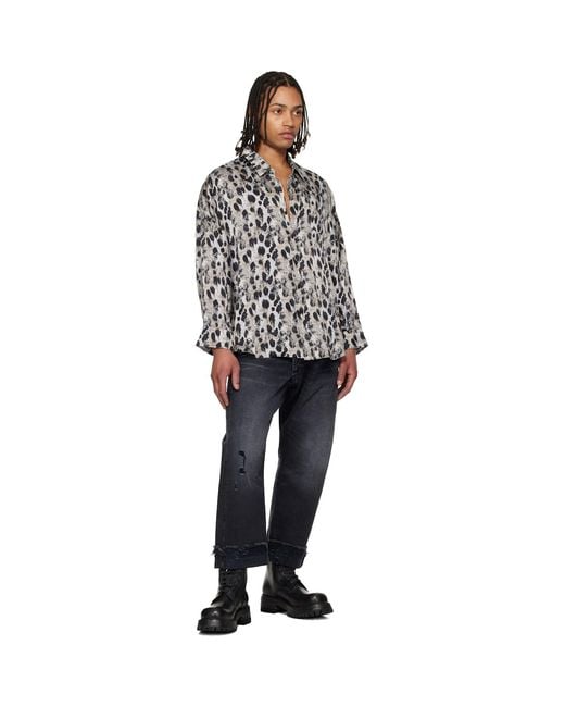 R13 Black Drop Neck Shirt for men