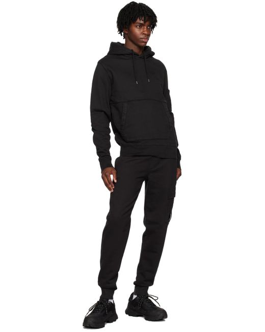 Pantalon de survêtement noir à revers en tricot côtelé C P Company pour homme en coloris Black