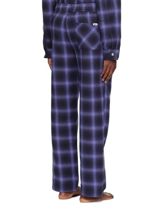 Tekla Blue Plaid Pyjama Pants for men