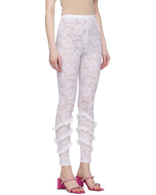 MSGM White Floral leggings