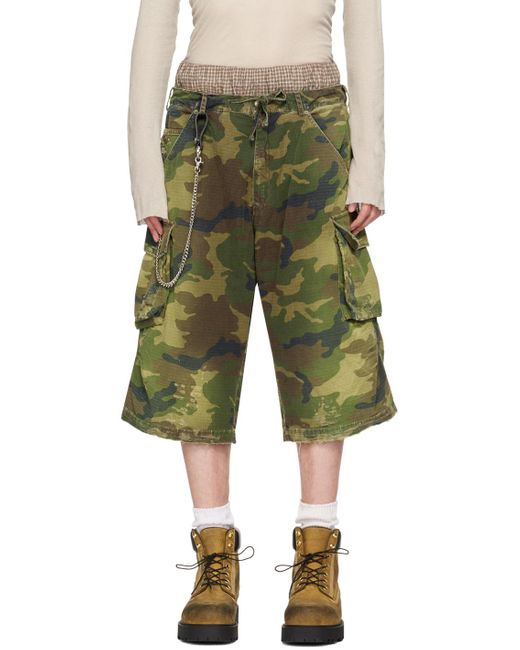 424 Green Camouflage Shorts for men