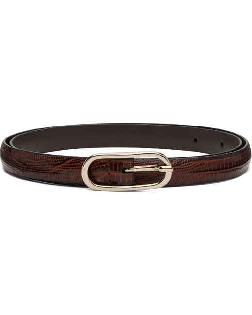 Andersons Black Tan Super Skinny Lizard Leather Oval Buckle Belt