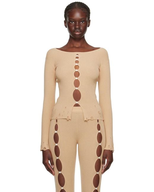 Rui Natural Cutout Long Sleeve T-Shirt