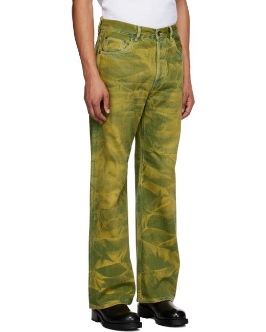 Acne Green Yellow Loose-fit Jeans for men