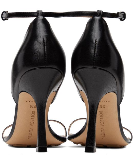Bottega Veneta Black Stretch Strap Heeled Sandals