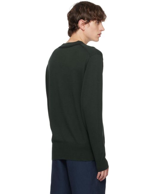 Fred Perry Black Green V-neck Sweater for men