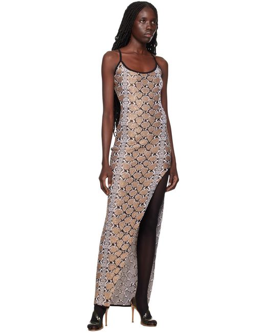 Robe longue dorée à motif peau de serpent Balmain en coloris Black