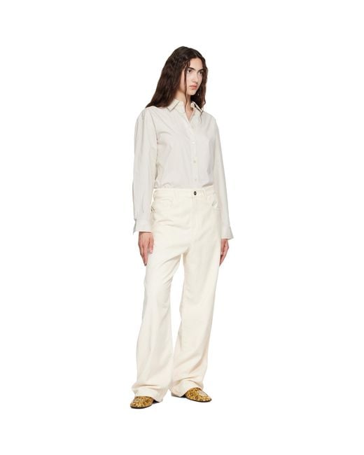 Rohe White Off- Bruun Signature Baggy Corduroy Trousers