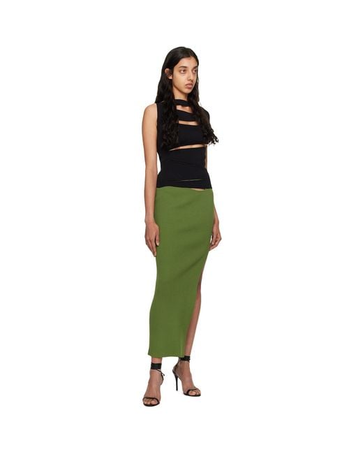 Christopher Esber Green Hip Slashed Maxi Skirt