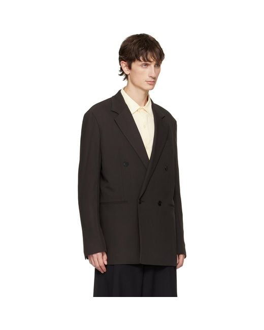 Lanvin Black Double-Breasted Blazer for men