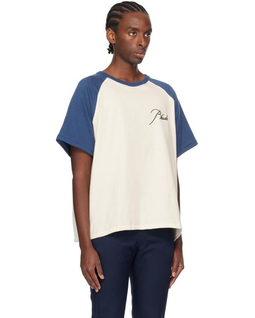 Rhude White & Blue Raglan T-shirt for men