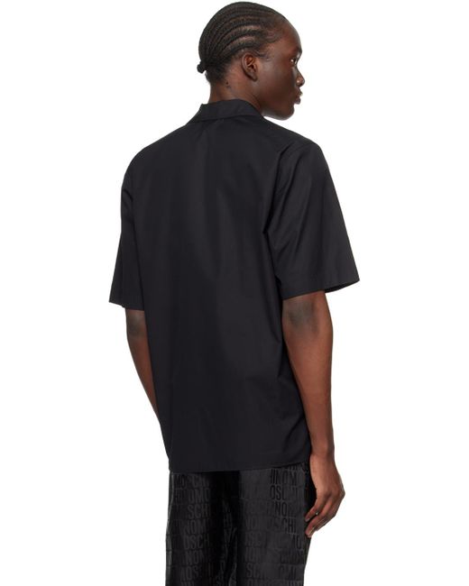 Chemise noire à logo modifié contrecollé Moschino pour homme en coloris Black