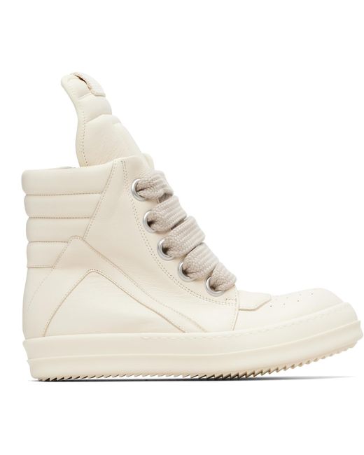 Rick Owens White Off- Temple Jumbolace Geobasket Sneakers for men