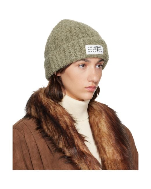 MM6 by Maison Margiela Brown Logo Beanie