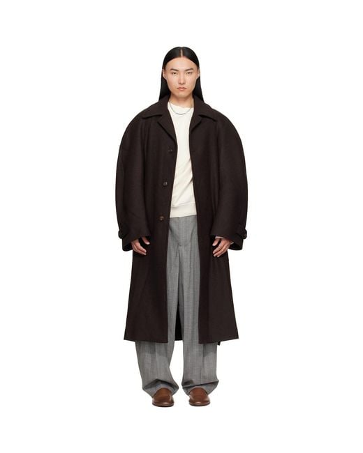 Hed Mayner Black Twill Coat for men