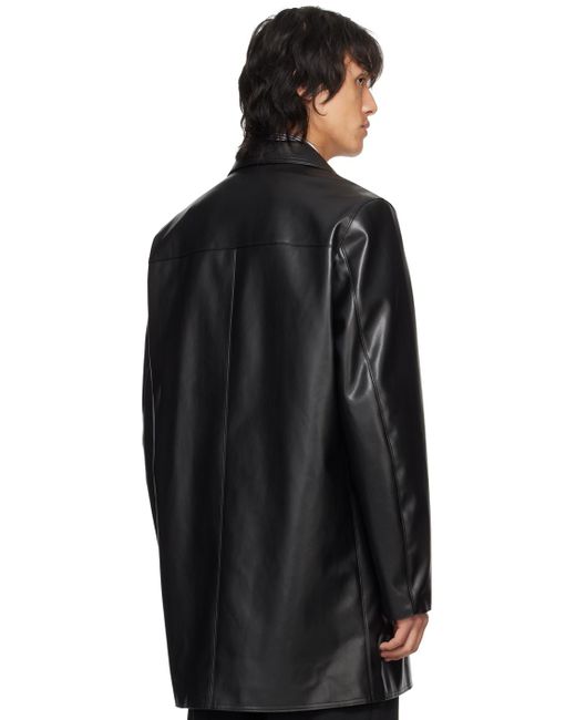 Manteau noir en cuir synthétique à poches à glissière Undercover pour homme en coloris Black