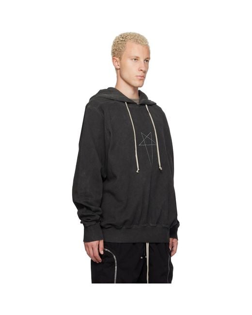 Rick Owens Black Tower Oversized Hoodie for men