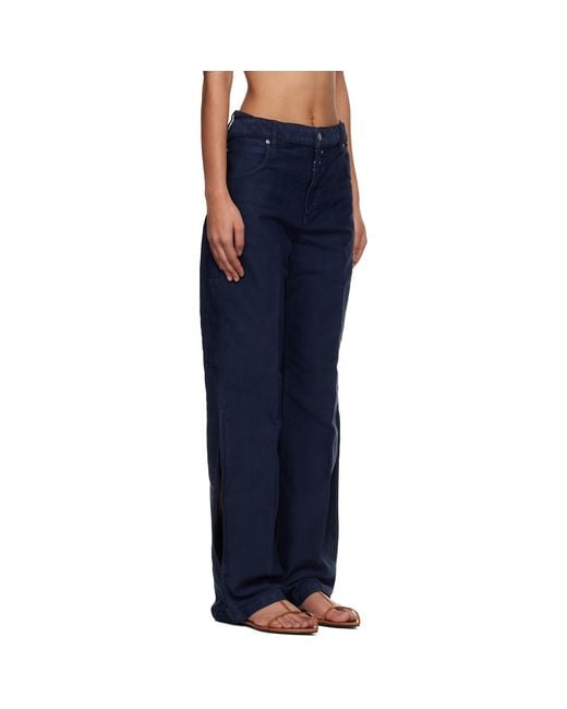 Victoria Beckham Blue Split Utility Trousers