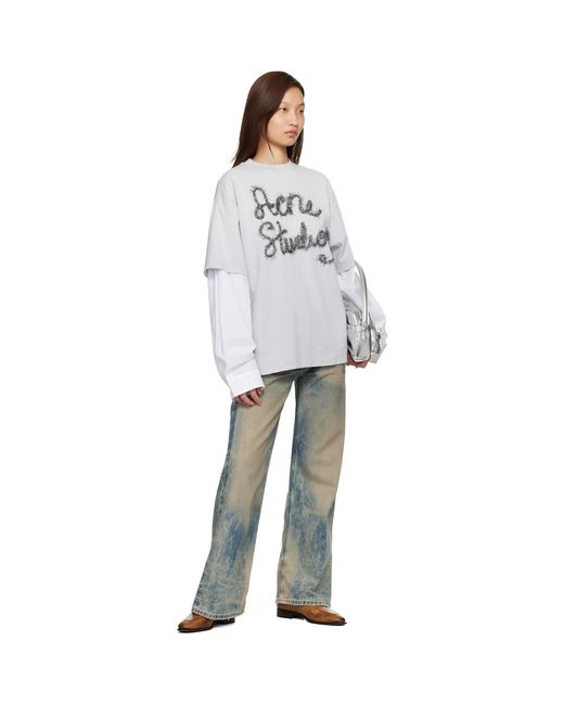 Acne White Layered Logo T-Shirt