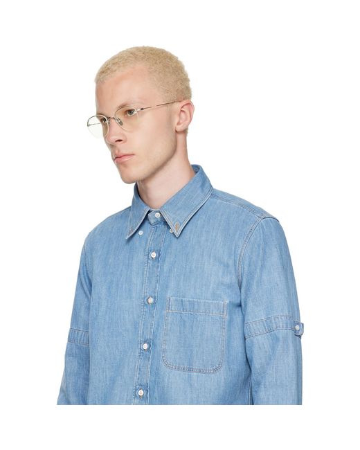 Thom Browne Metallic Thom E Titanium Semi Rimless Oval Glasses for men
