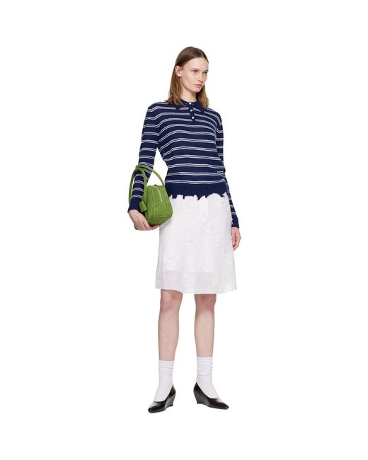 ShuShu/Tong Blue Striped Long-Sleeve Knit Polo