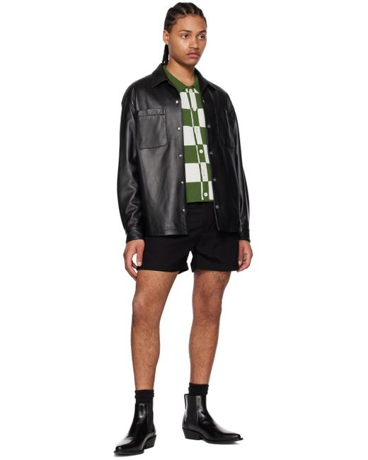 Second/Layer Black Crinkled Shorts for men