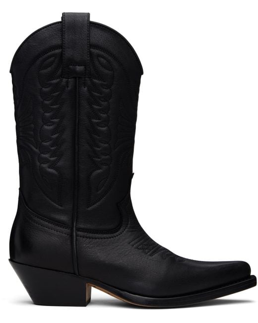 MM6 by Maison Martin Margiela Black Embroidered Cowboy Boots for men