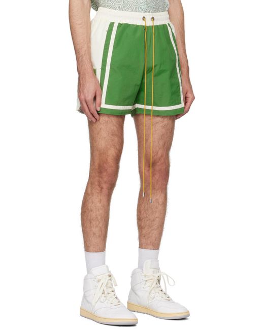 Rhude Green & Off-white Moonlight Shorts for men