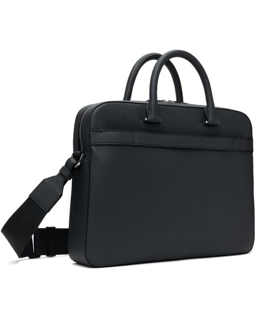 Boss Black Pebble-Grained Faux-Leather Briefcase for men