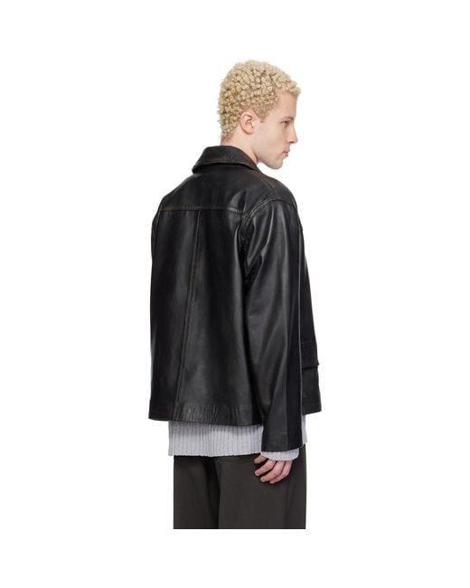 Hope Black Boxy Leather Jacket for men