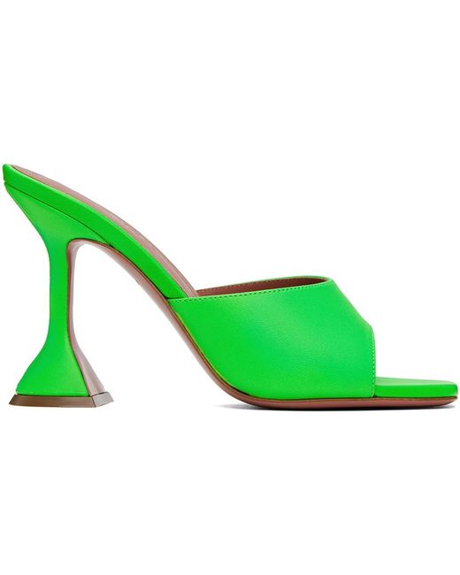 AMINA MUADDI Green Lupita Slipper Heeled Sandals
