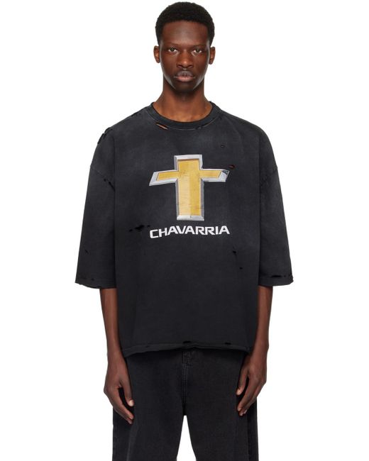 T-shirt noir à effet usé Willy Chavarria pour homme en coloris Black