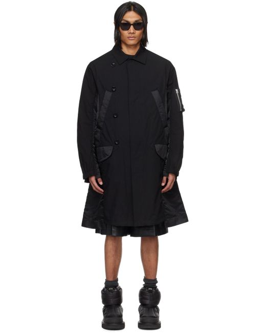Sacai Black Paneled Coat for men