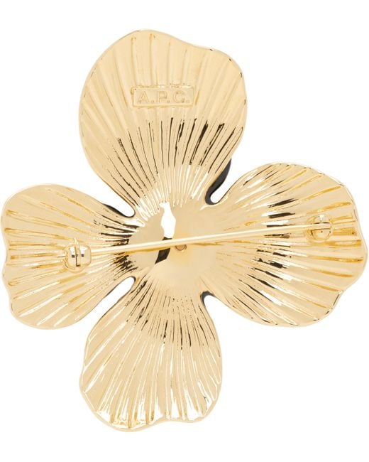 〈A.P.C.〉ゴールド＆ブラック Fleur ブローチ（関税込み） Gold & Black Fleur Brooch by A.P.C. on Sale