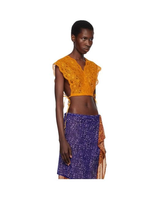 Dries Van Noten Black Lace Crop Top