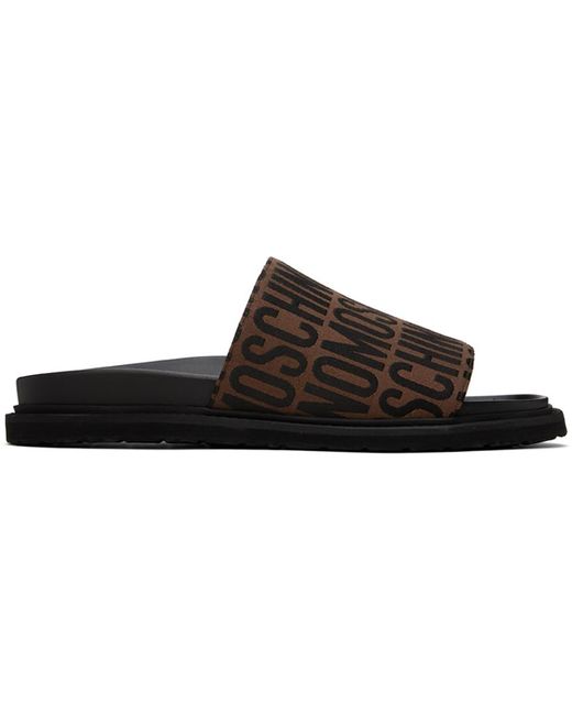 Sandales à enfiler brunes à logos Moschino pour homme en coloris Black