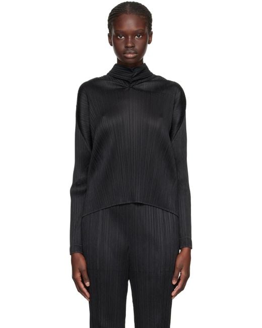 Pleats Please Issey Miyake Black Monthly Colors September Hooded Blouse