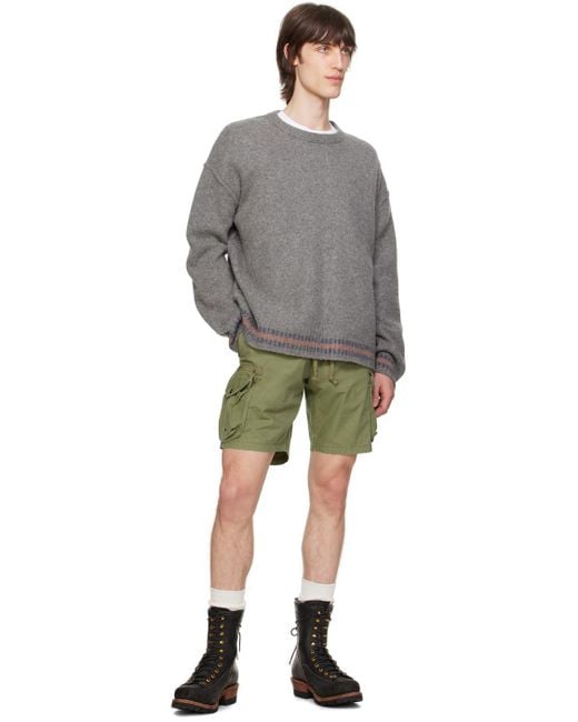 John Elliott Green Garment-dyed Shorts for men